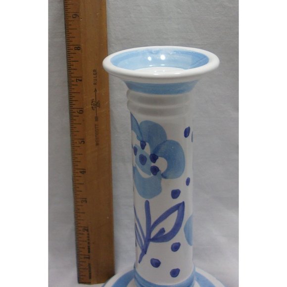 Pair of Bellini Italy Pretty Blue/White Candlesticks Candle Holders 8" - Picture 9 of 10